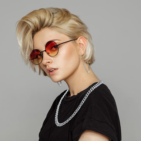 3pcs Cuban Link Necklace Bracelet Earrings Set Silver Hip Hop Jewelry Women - Picture 4 of 6